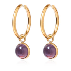 Stunning Stainless Steel Natural Stone Hoop Earrings