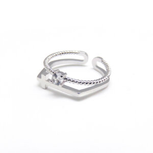 Adjustable Double Layer Cubic Zirconia Cross Ring for Ladies
