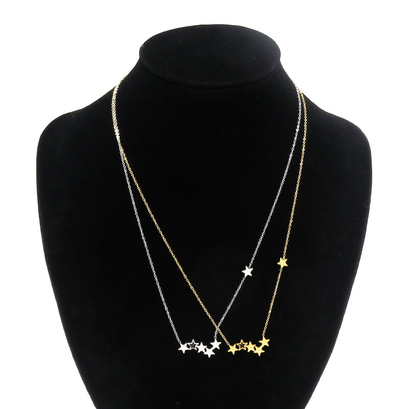 Modern Stainless Steel Star Necklace in Gold and Silver Tones Modern Stainless Steel Star Necklace in Gold and Silver Tones