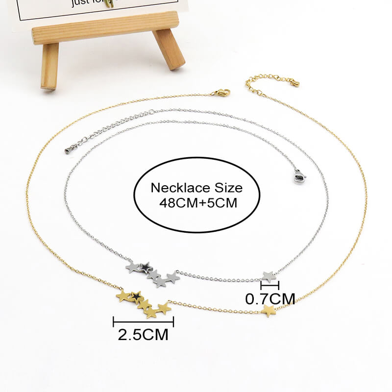 Modern Stainless Steel Star Necklace in Gold and Silver Tones Modern Stainless Steel Star Necklace in Gold and Silver Tones