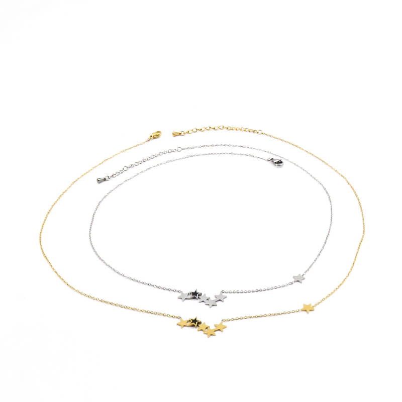 Modern Stainless Steel Star Necklace in Gold and Silver Tones Modern Stainless Steel Star Necklace in Gold and Silver Tones