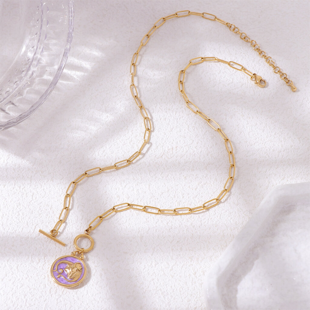 Virgo Zodiac Sign Necklace in 18k Gold Plated Stainless Steel