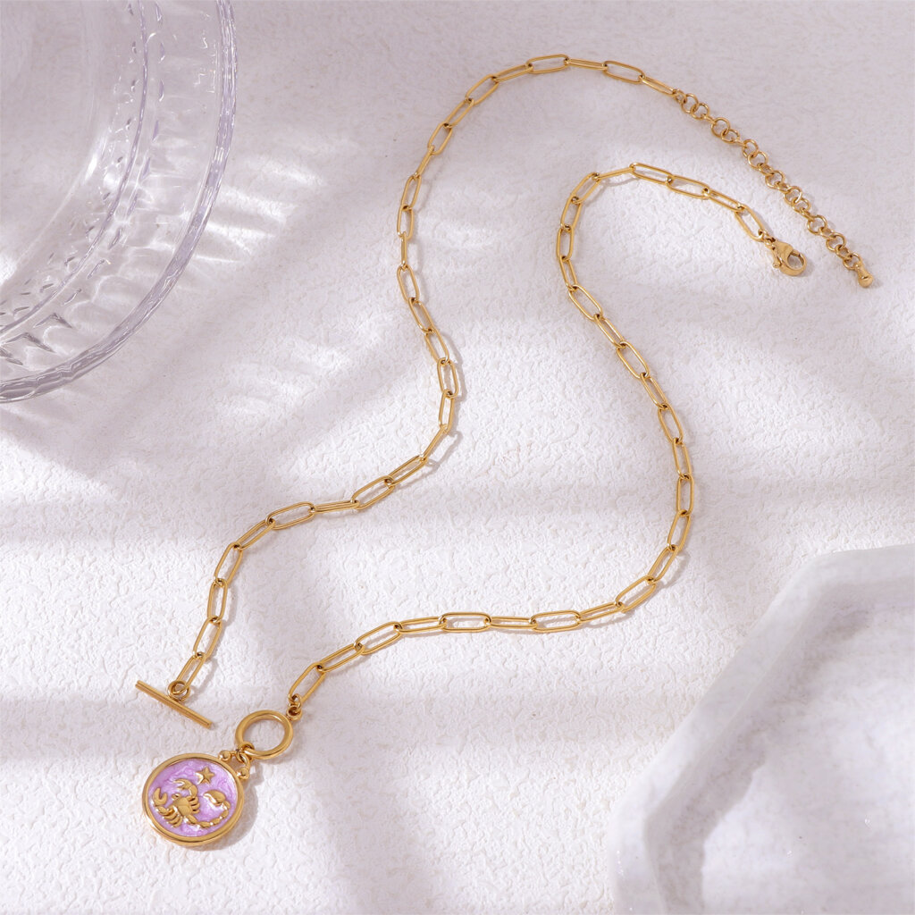 Scorpio Zodiac Sign Necklace in 18k Gold Plated Stainless Steel
