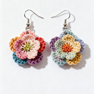 Hexingsheng Jewelry | Contact crochet flower earrings