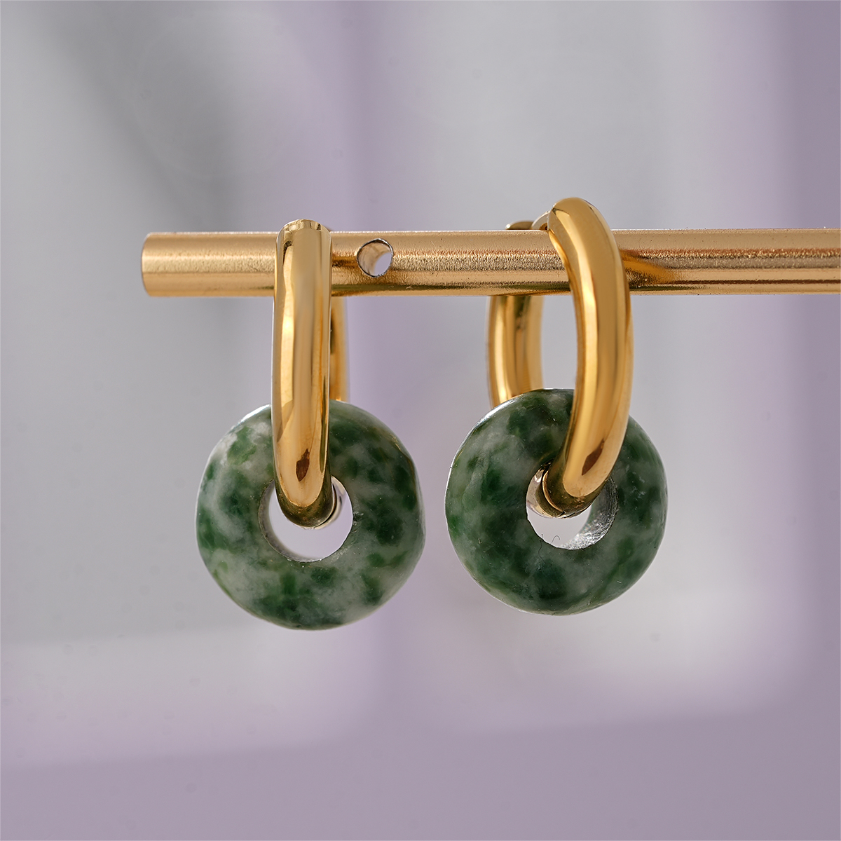 Minimalist Natural Stone Donut Hoop Earrings Collection