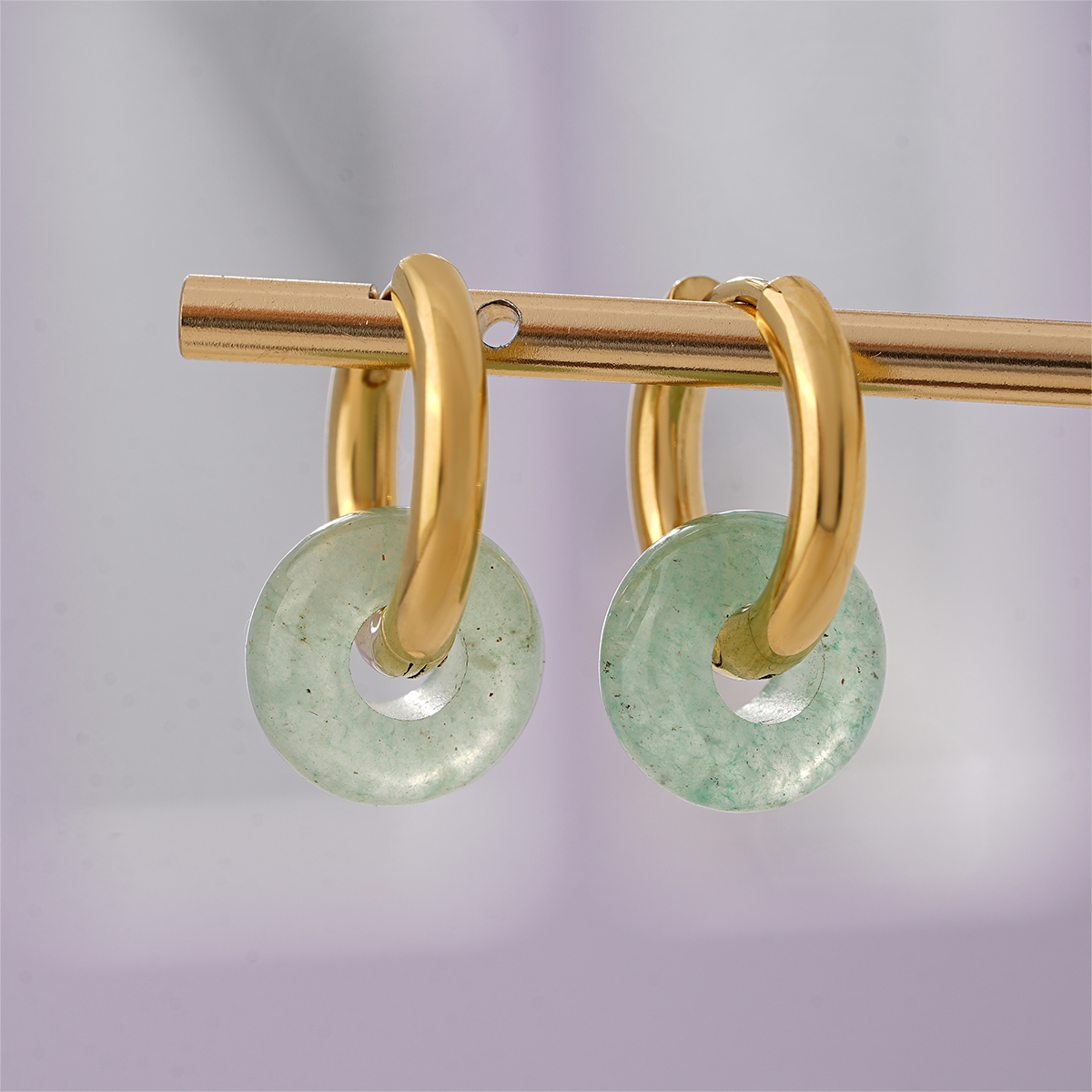 Minimalist Natural Stone Donut Hoop Earrings Collection
