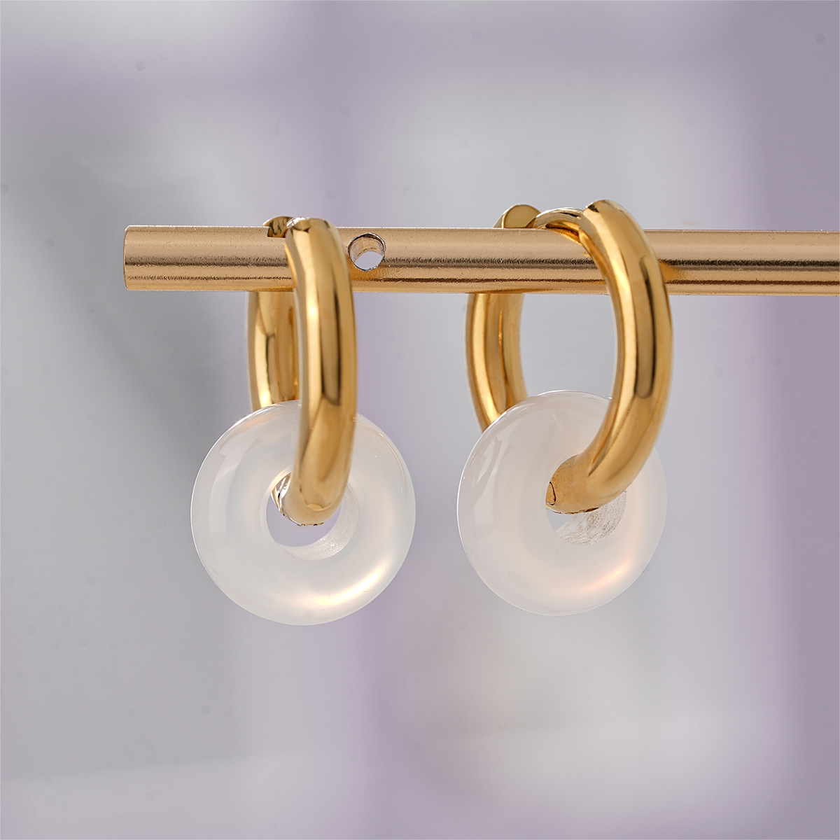 Minimalist Natural Stone Donut Hoop Earrings Collection
