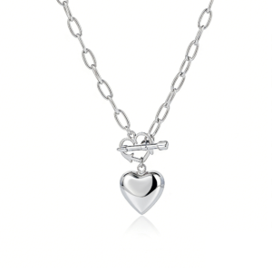 Minimalist Stainless Steel Heart Pendant Necklace with Arrow Detail