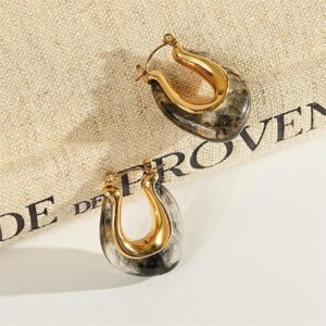 Contemporary Asymmetrical Earrings With Artistic Resin Effect