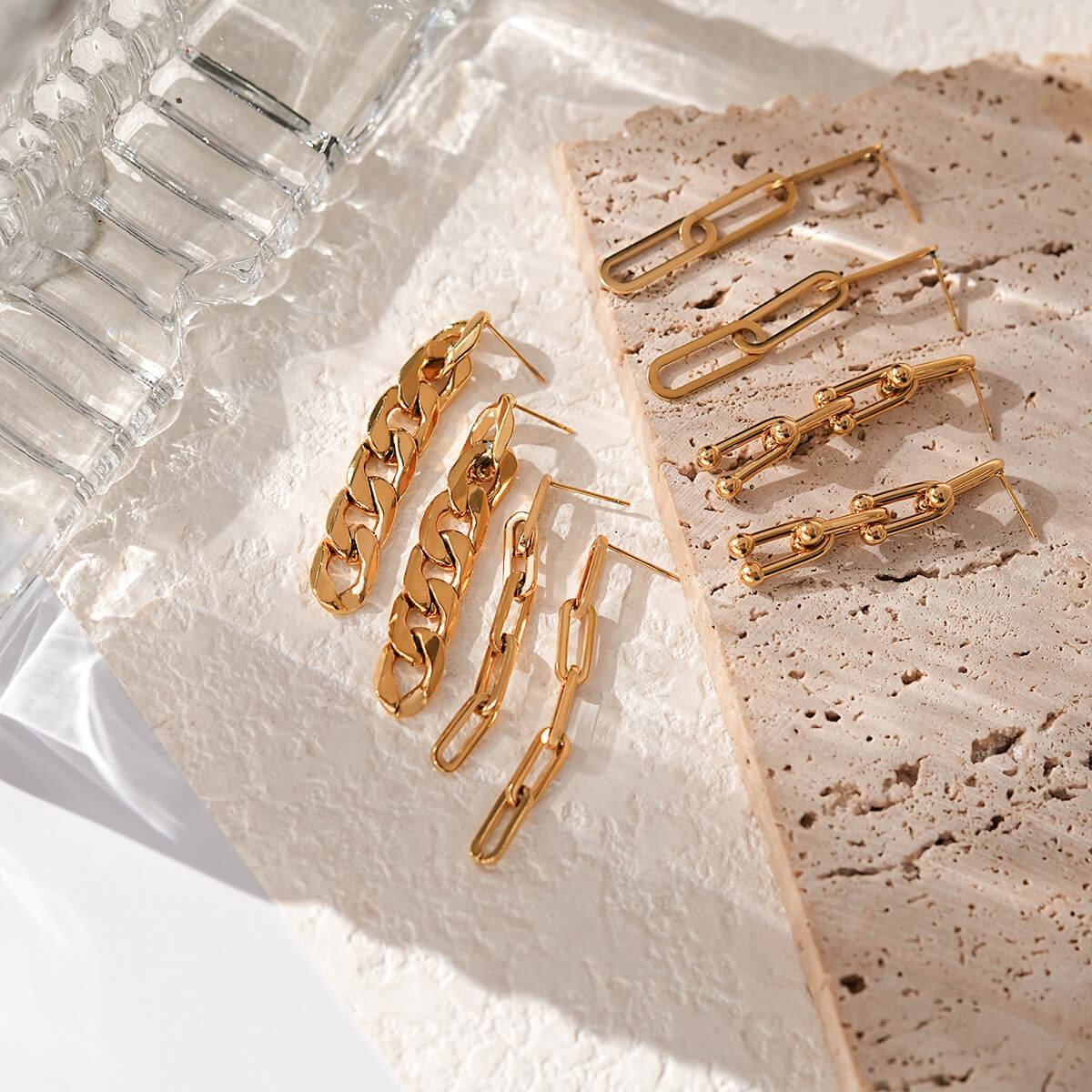 Contemporary Long Chain Earrings Collection in 18K Gold Plated