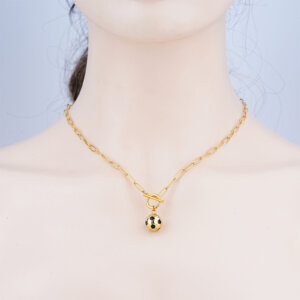 Trendy Gold Plated Soccer Ball Necklace World Cup Sports Jewelry