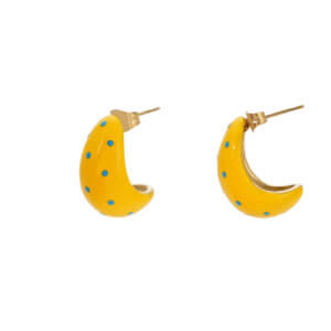 Colorful Enamel Hoop Earrings With Playful Polka Dot Design