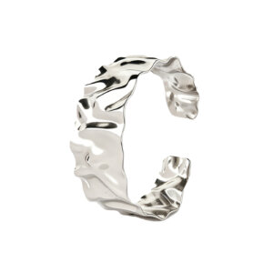 Modern Chunky Sculptural Cuff Bracelet In Stainless Steel