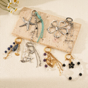 Modern Decorative Keychains with Multi Style Charm Elements